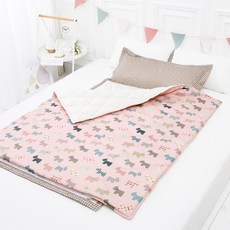 Coney Island 兒童四季超細纖維午睡墊被枕組+防水收納袋(隨機出貨), 粉色小狗款