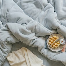 韓國 amante Soulmate 長毛超細纖維鋪棉被, 柔和藍