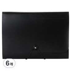 빅벅 아코디언 파일 수납 정리 13칸, 투명 블랙, 6개