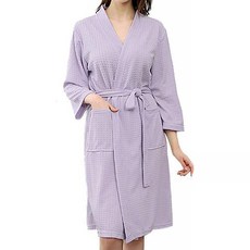 蘿林嚴選 華夫格高質感浴袍 薰衣草紫 105cm衣長 聚酯纖維, L