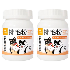 DOG CAT STAR 汪喵星球 排毛粉, 全新升級配方，三重功效幫助排除毛球, 糞便潤滑 + 溫和排毛, 50g, 2罐