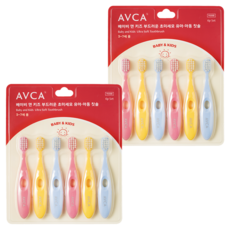AVCA 幼兒超細軟毛牙刷 第2階段, 藍色+黃色+粉紅色, 1組, 2組