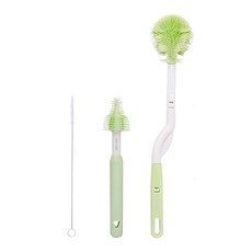 nac nac 柔細旋轉奶瓶奶嘴刷 奶瓶刷31.5 x 5.5cm + 奶嘴刷19 x 3cm + 吸管刷17.5 x 0.7cm, 1組, 茉莉綠