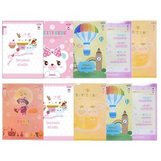 펜피아 5칸 기초 여아용 깍두기 노트, 랜덤발송, 10권