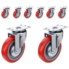 T-REX CASTER 旋轉腳輪 155 x 64 x 95 mm 聚氨酯 紅色 P505S-2 RED, 8個