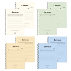 POPO FANCY 2000 Campus 橫線筆記本 4入組, 2套, 象牙白, 黃色, 綠色, 藍色