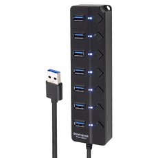 INTOPIC 廣鼎 USB3.2 7孔高速集線器 HB-620 100cm長線設計 獨立開關及指示燈, 1個
