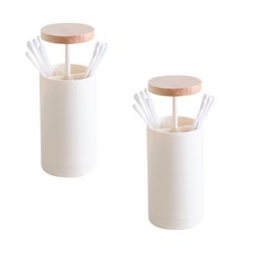 Bijesco 蓋推式牙籤長棉籤盒 2p, 白色的, 1個