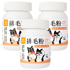 DOG CAT STAR 汪喵星球 排毛粉, 全新升級配方，三重功效幫助排除毛球, 糞便潤滑 + 溫和排毛, 50g, 3罐