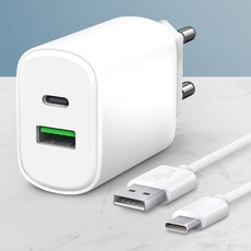 Home Planet 20W 雙孔 PD 快速充電器 + Type-C 充電線 1.5m, 白色, 1個