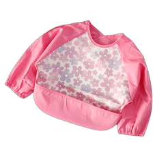 日本千趣會 多功能防水衣 桃粉花 寶寶長袖吃飯衣 兒童畫畫衣, 1件