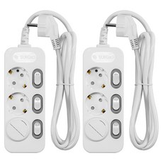 SURGIO 3 個獨立多頭開關 + 安全蓋 DH-2039-RT, 1.5m, 混色, 2個