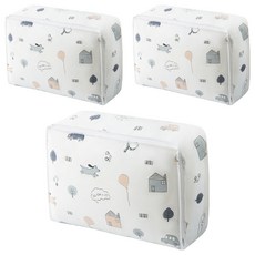 小麥購物 可愛印花透明防水棉被收納袋 L2040 大, 3個