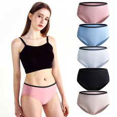 올리비아바비 국산 프리티 에어로쿨 파스텔 로고 미디팬티 믹스 5매입