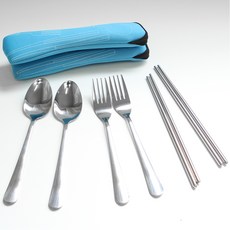 染色防水餐具套組 2, 藍色, 1套