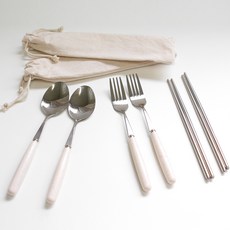 Stain米色收納袋餐具 2人組, 淺褐色的, 1套
