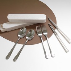 染色圓柄餐具 2 件套, 淺褐色的, 1套