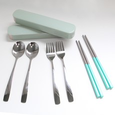 攜帶式餐具套組 2入, 薄荷, 1套