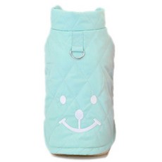 강아지 누빔 스마일 패딩 조끼, Blue, 1개