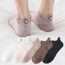 Socks Panda 女性開心笑臉刺繡運動襪5件組