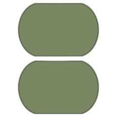 巴達拉 橢圓形簡約矽膠隔熱餐墊, 綠色, 2個, 39 x 26 cm