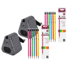 TITI Office Shapa 削鉛筆機 KI-100-office + TUKOVY KOMA 三角橡皮擦鉛筆 TC-208 6款 x 2p 組, 灰色(削鉛筆機), 2套