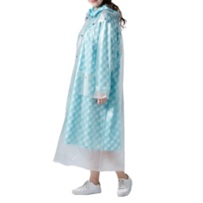 BAOGANI 寶嘉尼 B04 HAPPY RAINY DAY 雙層雨衣 金箔亮粉PVC外層 超柔防潑水印花布內層, 2XL, 藍色