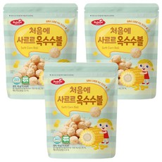 Bebest 孩童脆球餅乾, 18g, 3包, 玉米口味