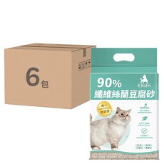 PetsTimes 毛孩時代 90%纖維絲蘭豆腐砂 6L, 2.5kg, 6包, 無香味