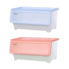 KEYWAY 聯府 晶采直取式收納箱, 藍色 + 紅色, 2個