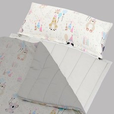 wisemama 兒童午睡墊+護頸超細纖維枕, 動物生日派對款