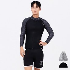 aquatica 男士防曬泳衣上衣 + 海灘褲 + 彈性泳帽 + 透明防水袋套組 AQAMAQ