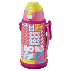 Peacock 日本孔雀 運動家族不鏽鋼保冷保溫杯 附專屬杯套 + 背帶 ASG-W80-PH 兩用型飲口, 粉色, 800ml, 1個