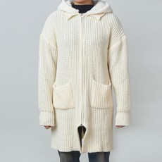메이첼 여성용 루즈핏 밀키 후드 롱 니트 집업 코트 04038