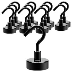 LivingHomeDetail 超強力彩色掛鉤磁鐵, 黑色, 12個