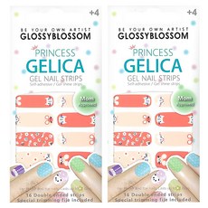GLOSSYBLOSSOM Princess Gelica 兒童造型美甲貼紙, 貓咪老鼠款, 16張1包, 2組