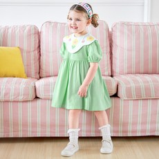 BERRYMAY 女童透氣花領泡泡袖洋裝