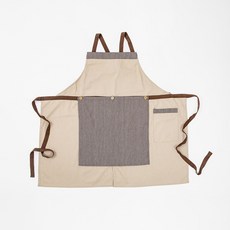 HOLA 和樂家居 簡約條紋圍裙 86 x 80cm, 芒草棕, 1個