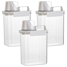 荷生活 手提量杯密封罐 透明色 1.8L, 3個