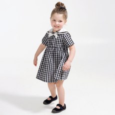 BERRYMAY 女童涼感透氣格紋泡泡紗水手領洋裝