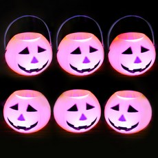 LED萬聖節南瓜造型手提糖果籃 L 16cm, 橘色, 6個