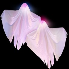 懸掛式LED大型幽靈裝飾, 白色, 2個