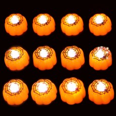 可愛萬聖節小蠟燭燈 蜘蛛款 5cm, 12個, 橘色