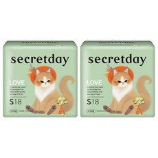 시크릿데이 러브 생리대 날개형, 소형, 18개입, 2개