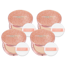 makeup helper Art系列長效持久蜜粉餅 Rose Glitter款 25g, 23 Natural Beige, 4個