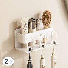 THE ZAKKA 現代免鑽孔牙刷架 M, 2個, 白色