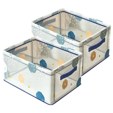 Mass 生活好物 卡通鋼架折疊收納箱 防水防潮加固耐用, 特大號(40 x 30 x 25cm), 七裏香, 2個