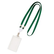 生活智慧 名牌員工證掛繩 + 伸縮扣 + 卡套組, 綠色, 1套