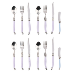 장네론 리옹라귀올 양식 커트러리 4인 14p 세트, 연보라(디너스푼, 디너포크, 나이프), 스카이블루(버터나이프), 디너스푼 4p + 디너포크 4p + 나이프 4p + 버터나이프 2p, 1세트