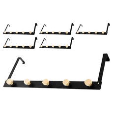 Mabel In Home 簡易安裝 免鑽孔 原木 門後掛架 掛鉤, 黑色, 6個